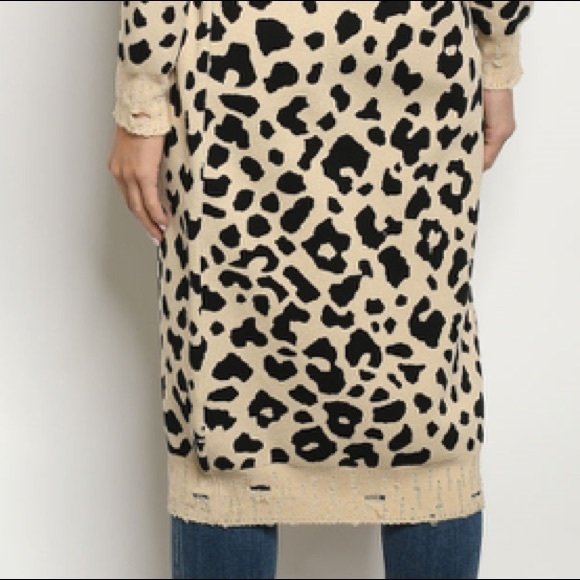 ❄️KHAKI ANIMAL PRINT SWEATER CARDIGAN - Picture 5 of 5